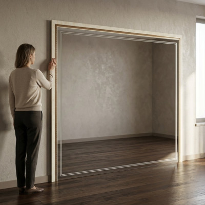 Zrcadlo Dřevěné zrcadlo Designer chodba Obývací pokoj Design 270x215 arredoclassic