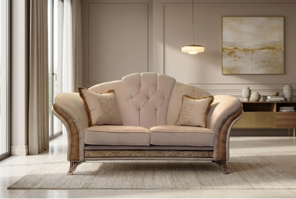Sofa 2 Sitzer Couch Design Polster Klassische Stoff arredoclassic Zweisitzer