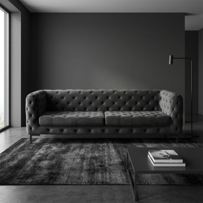 Designer Schwarzer Dreisitzer Chesterfield 3-er Moderne Couch