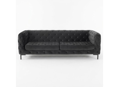 Designer Schwarzer Dreisitzer Chesterfield 3-er Moderne Couch