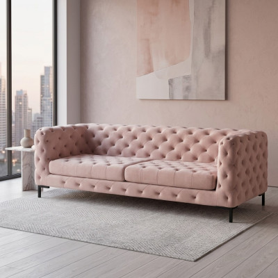 Chesterfield Sofa Couch Polster Stoff Leder Couchen Polster Garnitur 3 Sitzers