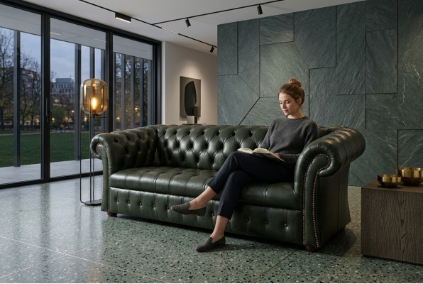 Grüner Chesterfield 3-Sitzer Designer Luxus Dreisitzer Couch