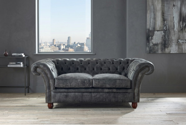 Chesterfield Sofa Couch Polster Stoff Leder Couchen Polster Garnitur 2 Sitzer