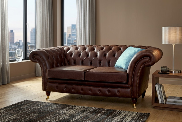 Chesterfield Mens Club Sofa Couch Leder Polster 2 Sitzer Braun NEW jvmoebel ®