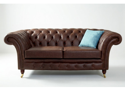 Chesterfield Mens Club Sofa Couch Leder Polster 2 Sitzer Braun NEW jvmoebel ®