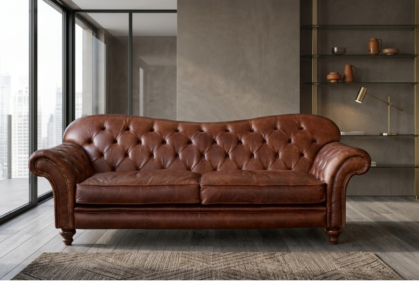 Luxus Chesterfield Wohnzimmer Couch Braun Sofa Sitz Polster Textil Couchen Neu
