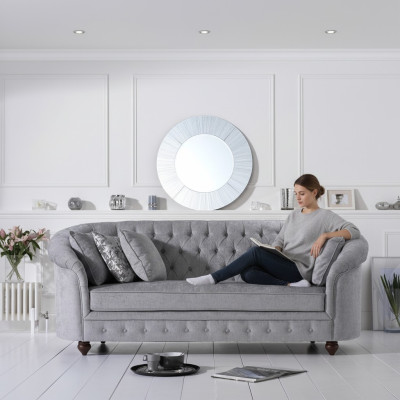 Chesterfield Sofa Couch Polster Stoff Leder Couchen Polster Garnitur 3 Sitzers