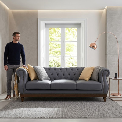 Chesterfield Sofa Couch Polster Leder Couchen Stoff Polster Garnitur