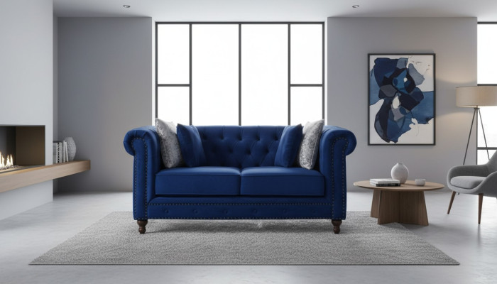Chesterfield Sofa Couch Polster Stoff Leder Couchen Polster Garnitur 2 Sitzer