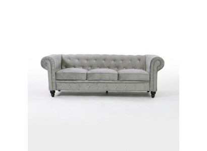 Grauer Chesterfield 3-er Luxus Wohnzimmer Couch Designer Sofa