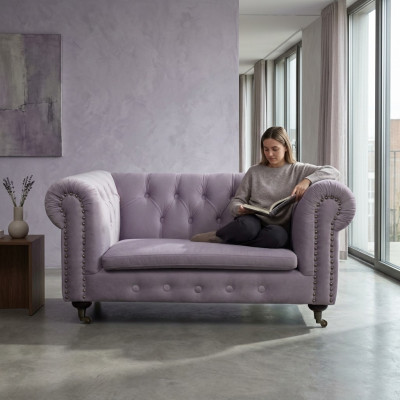 Chesterfield 2 sedáky klasická luxusní barokní rokoko pohovka textil kožená sedačka