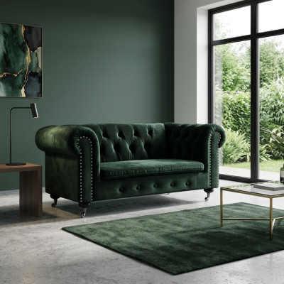 Chesterfield 2 Sitzer Klassische Luxus Barock Rokoko Sofa Textil Leder Couch Neu