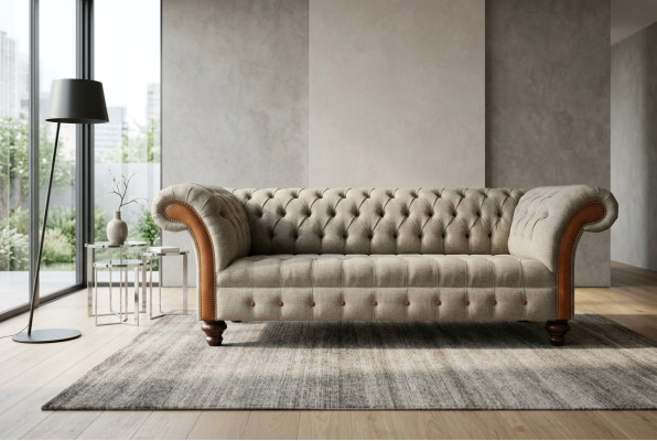 Chesterfield 3místná klasická luxusní barokní rokoko pohovka sofa textilní pohovka