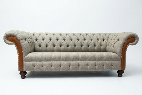 Chesterfield 3místná klasická luxusní barokní rokoko pohovka sofa textilní pohovka