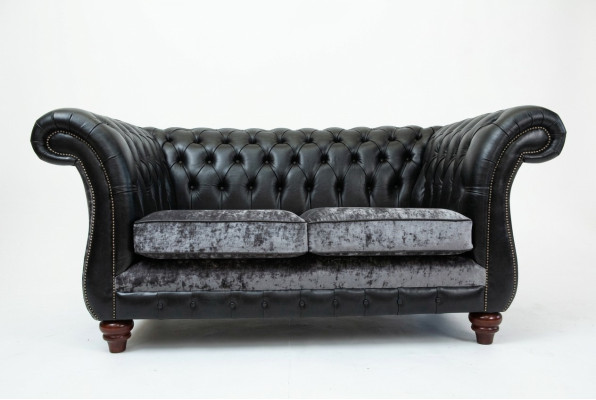 Chesterfield 2 Sitzer Klassische Luxus Barock Rokoko Couch Sofa Leder Couch Neu