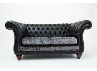 Chesterfield 2 Sitzer Klassische Luxus Barock Rokoko Couch Sofa Leder Couch Neu