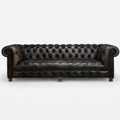 Klassische Chesterfield Couch Schwarz Englische Wohnzimmer Couchen