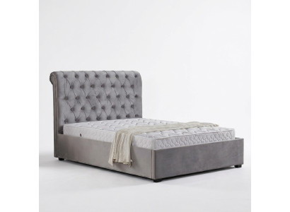 Royales Graues Schlafzimmer Bett Polster Betten Chesterfield Design Textil