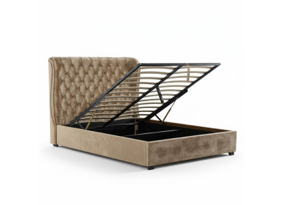 Beiges Chesterfield Polsterbett Luxus Schlafzimmer Design Betten