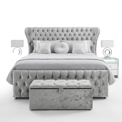 Chesterfield Designer Bett Schlafzimmer Textil Leder Polster 140/160/180/200 cm