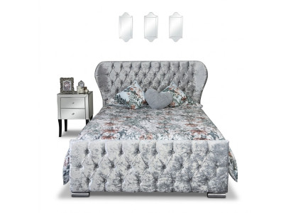 Chesterfield Design Samt Bett Luxus Textil Betten Schlafzimmer Doppel 200x200cm