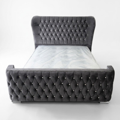 Chesterfield Hotel Double Leather Bed Bedroom Upholstery Luxury Beds 160x200cm.