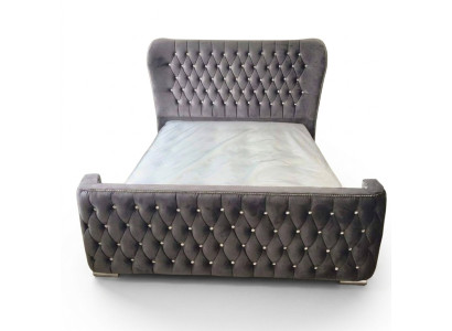 Chesterfield Design Bett Textil Leder Samt Polster Hotel Betten Schlafzimmer
