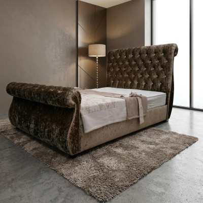 Chesterfield Design Bett Schlafzimmer Textil Samt Leder Polster Hotel Betten Neu
