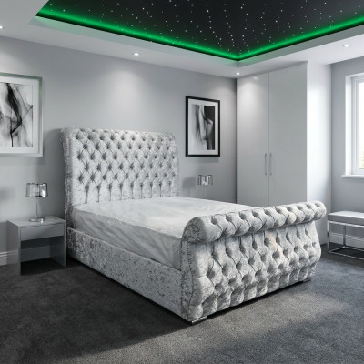 Samt Velvet Chesterfield Design Bett Klassisches Bettgestell Polster Betten Neu