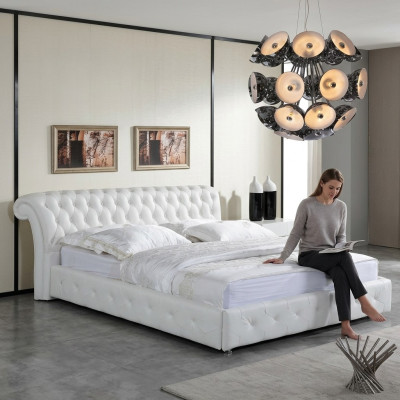 Chesterfield designer postel ložnice textilie kůže Polštář 140/160/180/200 cm