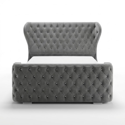 Šedá postel Chesterfield návrhářské ložnice nábytek Anglická postel s čalouněním