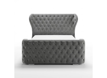 Šedá postel Chesterfield návrhářské ložnice nábytek Anglická postel s čalouněním