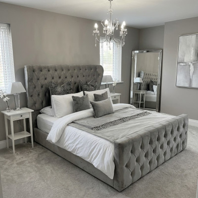 Chesterfield designer postel ložnice textilie kůže polstrovaná 140/160/180/200 cm