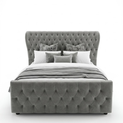 Chesterfield designer postel ložnice textilie kůže polstrovaná 140/160/180/200 cm