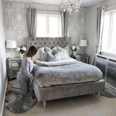 Chesterfield posteľ dizajn spálne Anglické postele 140x200cm Textilný nábytok