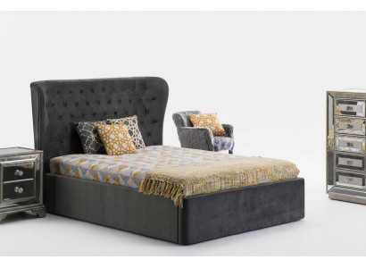 Chesterfield Design Bett 180x200cm Graue Schlafzimmer Betten Hotel Polster Luxus