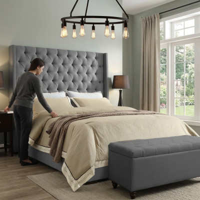 Klassisches Design Bett Polster Betten Textil 140x200cm Chesterfield Bett