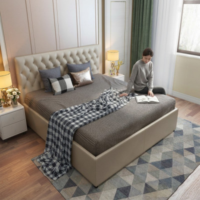 Chesterfield Designer Bett Schlafzimmer Kunstleder Polster 140/160/180/200 cm