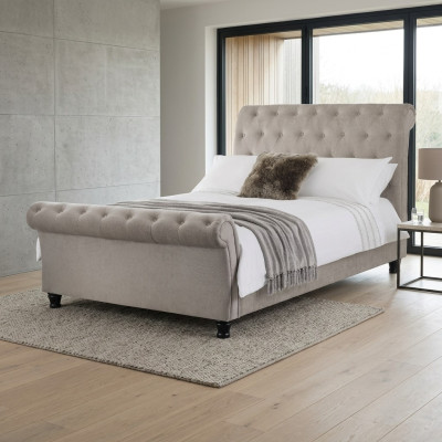 Chesterfield Design Polster Englisches Bett Grau 160/180x200 Doppelbett Betten