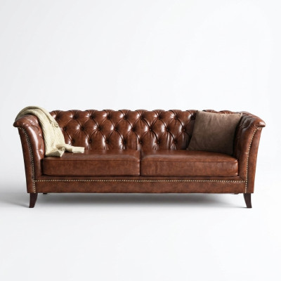 Chesterfield Leder Polster Design Sofa Luxus Couch Klassische Sofa 2 Sitzer Neu