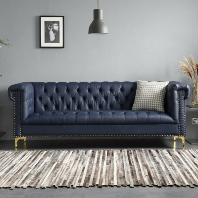 Englische Stil Möbel Chesterfield Drei Sitzer Couch Pink Turkis 3er Blau Sofa