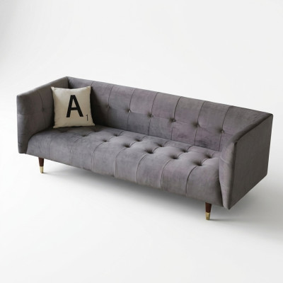 Moderní šedý Chesterfield 3místná luxusní sedací souprava do obývacího pokoje