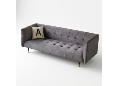 Moderní šedý Chesterfield 3místná luxusní sedací souprava do obývacího pokoje