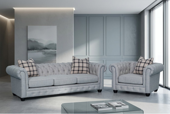 Chesterfield Sofagarnitur Sofa Couch Polster 3+1 Sitzer Leder Couchen Textil Neu