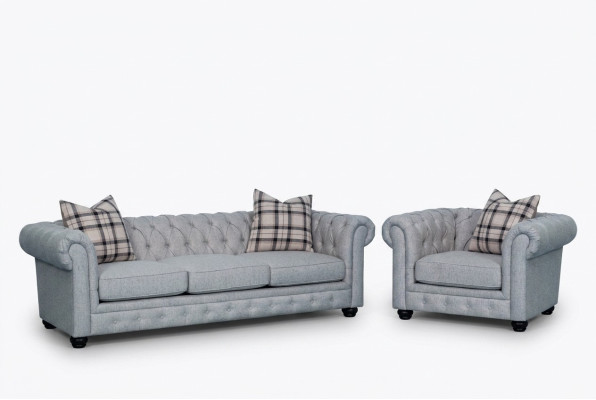 Chesterfield Sofagarnitur Sofa Couch Polster 3+1 Sitzer Leder Couchen Textil Neu