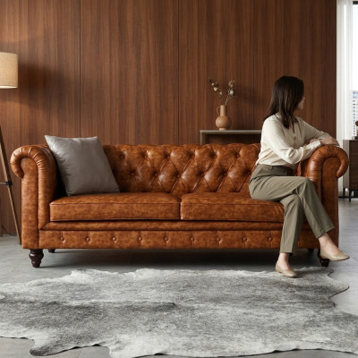 Chesterfield Leder Polster Design Sofa Luxus Couch Klassische Sofa 3 Sitzer Neu