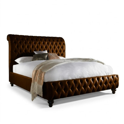 Designer postel Chesterfield hnědá Luxus ložnice manželská postel