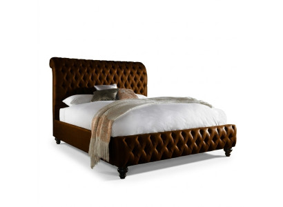 Designer postel Chesterfield hnědá Luxus ložnice manželská postel