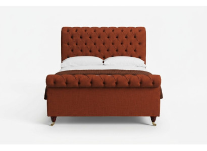 Červená postel Chesterfield, stylová manželská postel Chesterfield, designový nábytek.