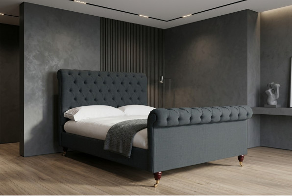 Chesterfield Design Polster Englisches Doppelbett Schwarz 140/160/180x200 Betten
